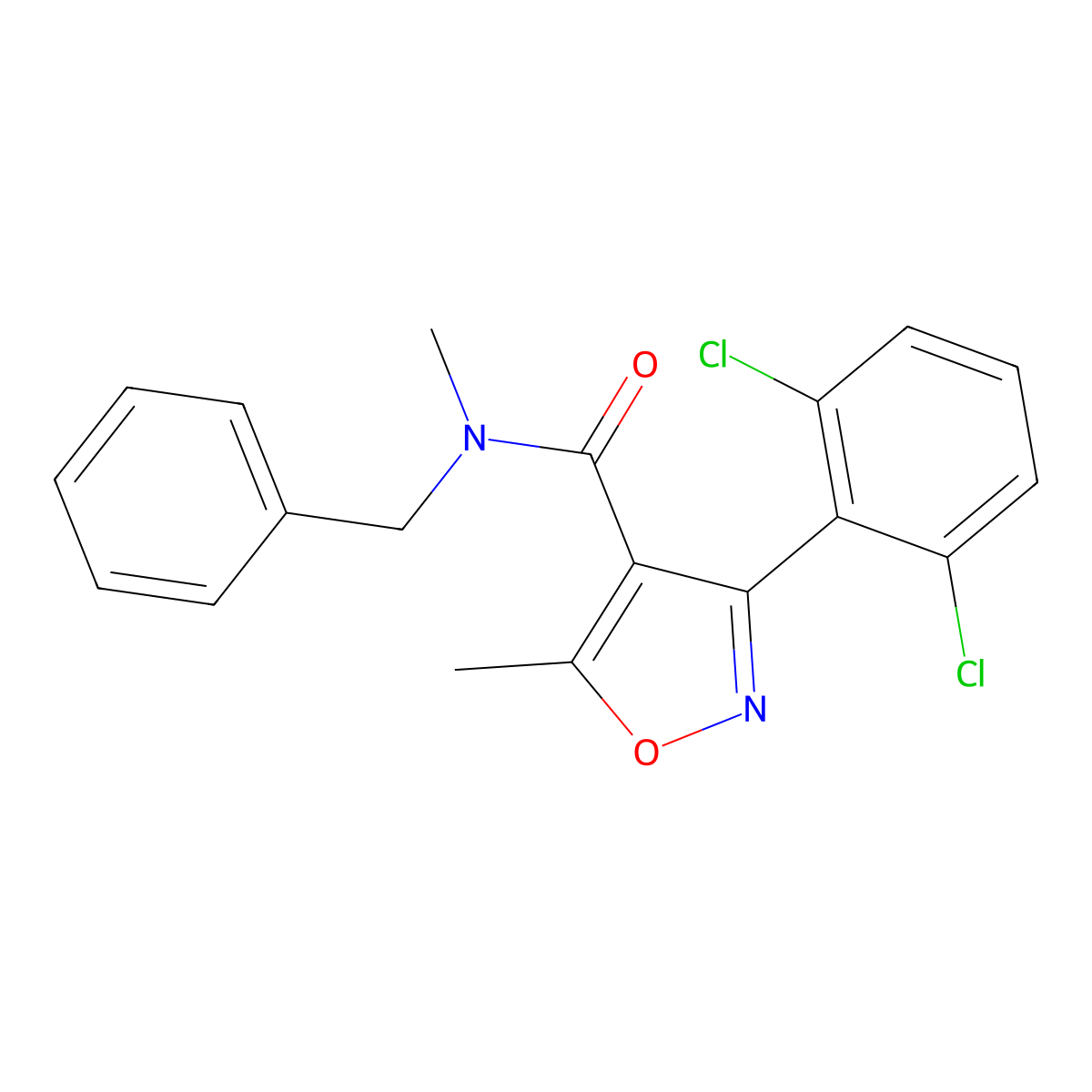 N-benzyl-3-(2,6-dichlorophenyl)-N,5-dimethyl-1,2-oxazole-4-carboxamide molecular structure, CAS 349398-56-7