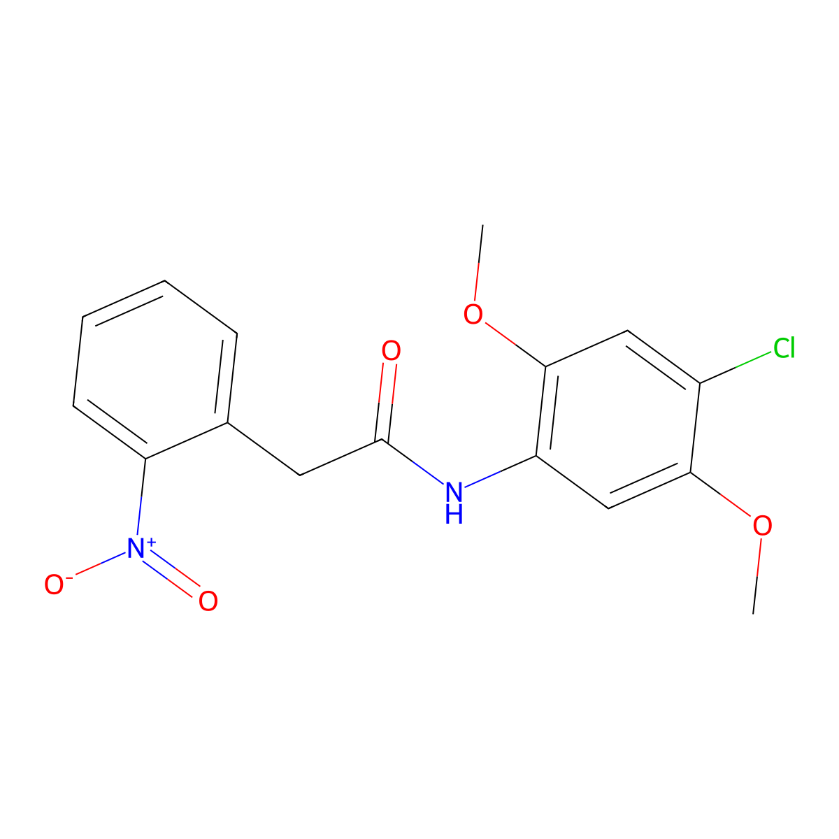 N-(4-chloro-2,5-dimethoxyphenyl)-2-(2-nitrophenyl)acetamide molecular structure, CAS 349399-27-5