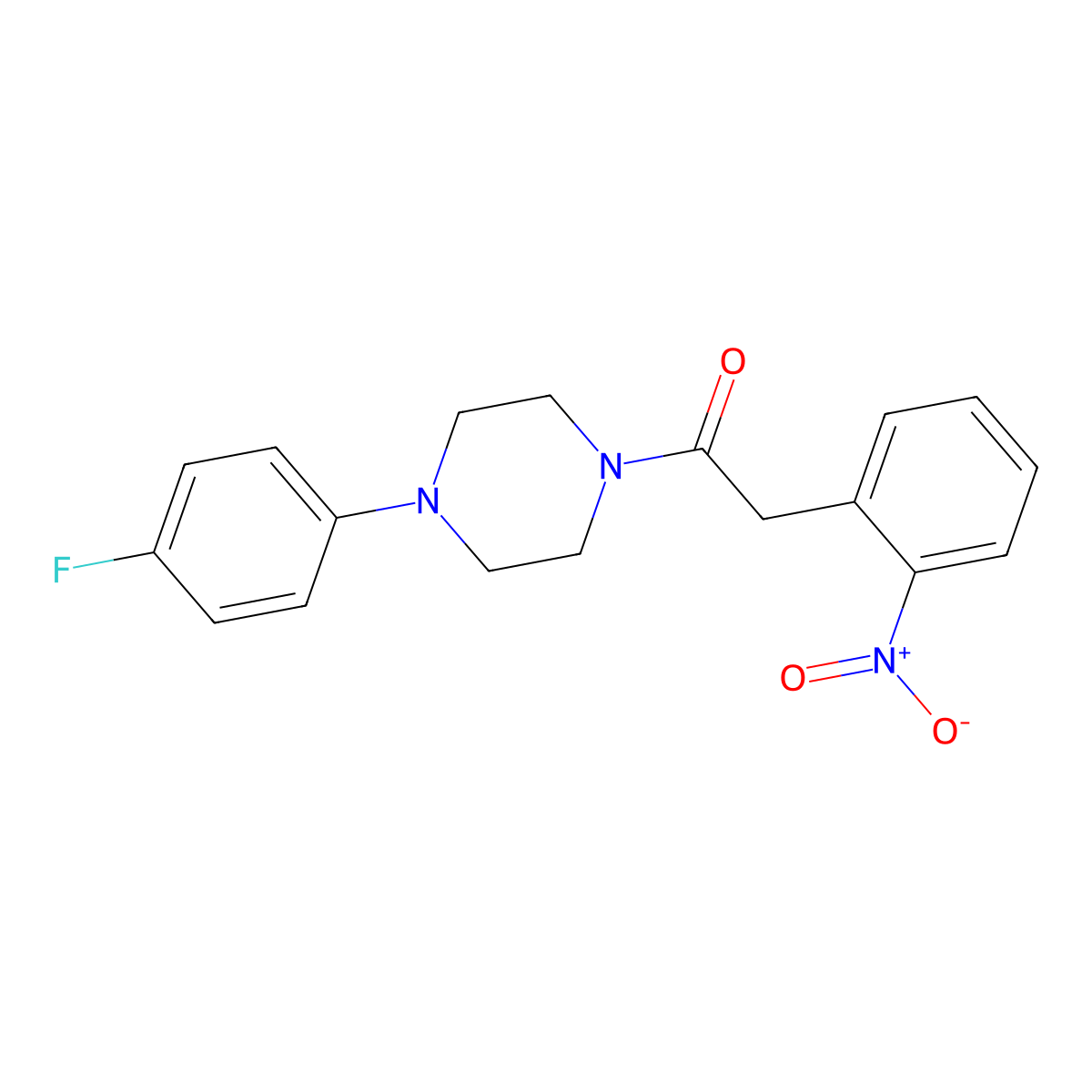 1-[4-(4-Fluorophenyl)piperazin-1-yl]-2-(2-nitrophenyl)ethanone molecular structure, CAS 349399-37-7