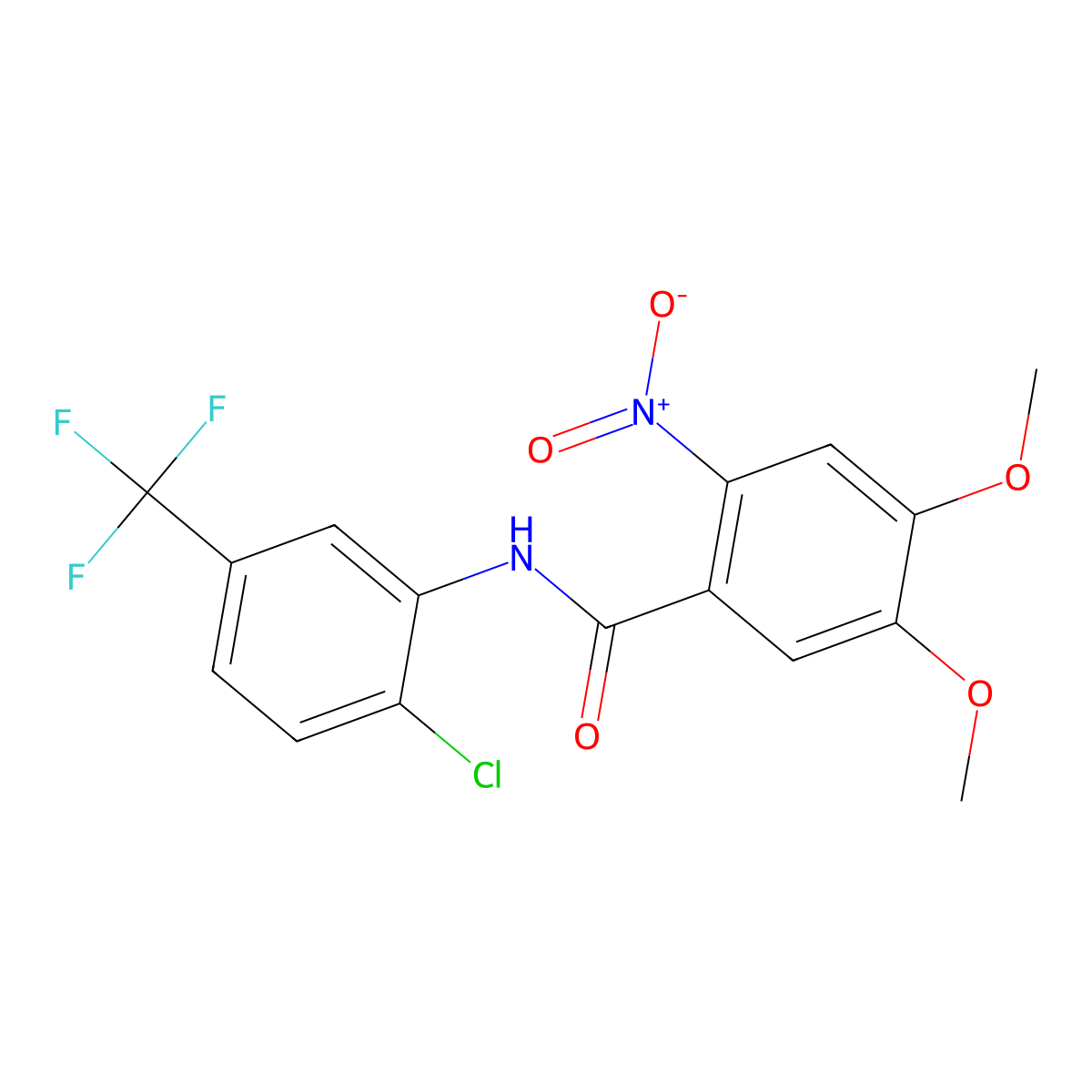 N-[2-chloro-5-(trifluoromethyl)phenyl]-4,5-dimethoxy-2-nitrobenzamide molecular structure, CAS 349399-51-5