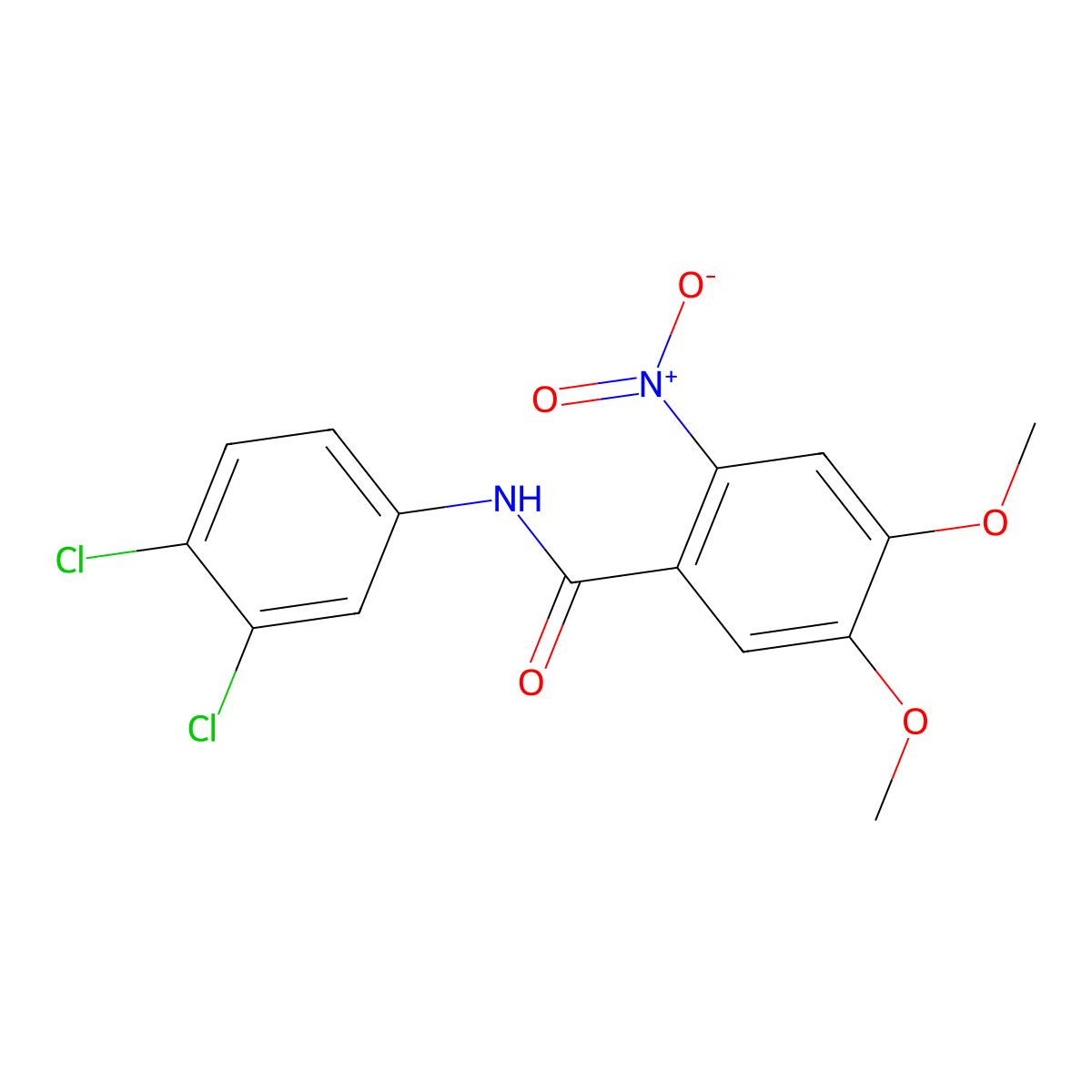 N-(3,4-dichlorophenyl)-4,5-dimethoxy-2-nitrobenzamide molecular structure, CAS 349399-52-6