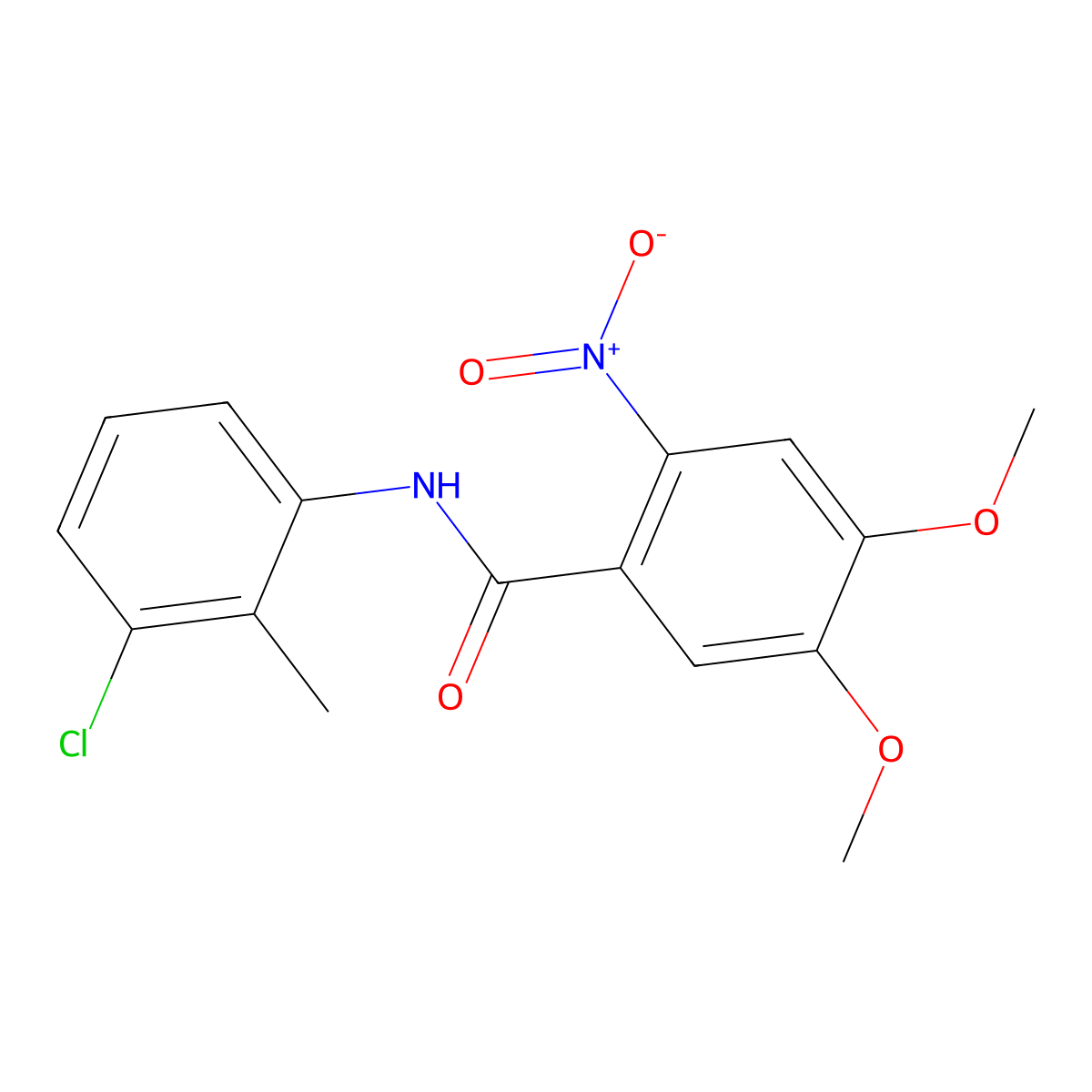 N-(3-chloro-2-methylphenyl)-4,5-dimethoxy-2-nitrobenzamide molecular structure, CAS 349399-54-8