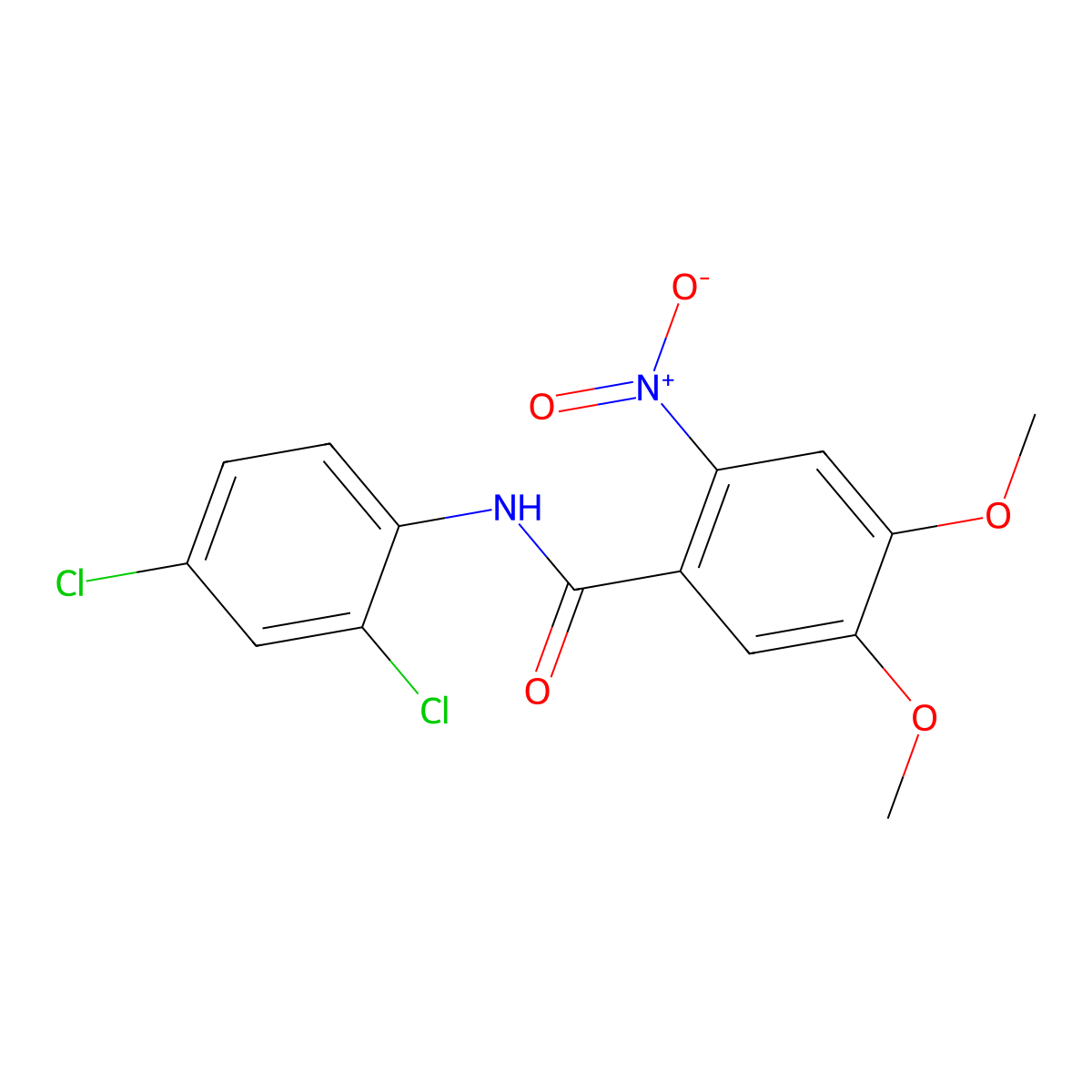 N-(2,4-dichlorophenyl)-4,5-dimethoxy-2-nitrobenzamide molecular structure, CAS 349399-57-1