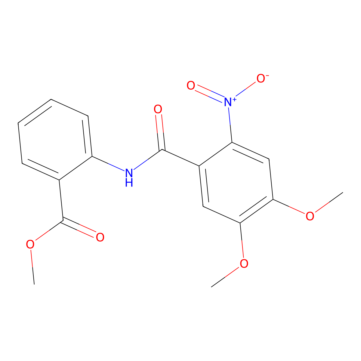 Methyl 2-(4,5-dimethoxy-2-nitrobenzamido)benzoate molecular structure, CAS 349399-60-6