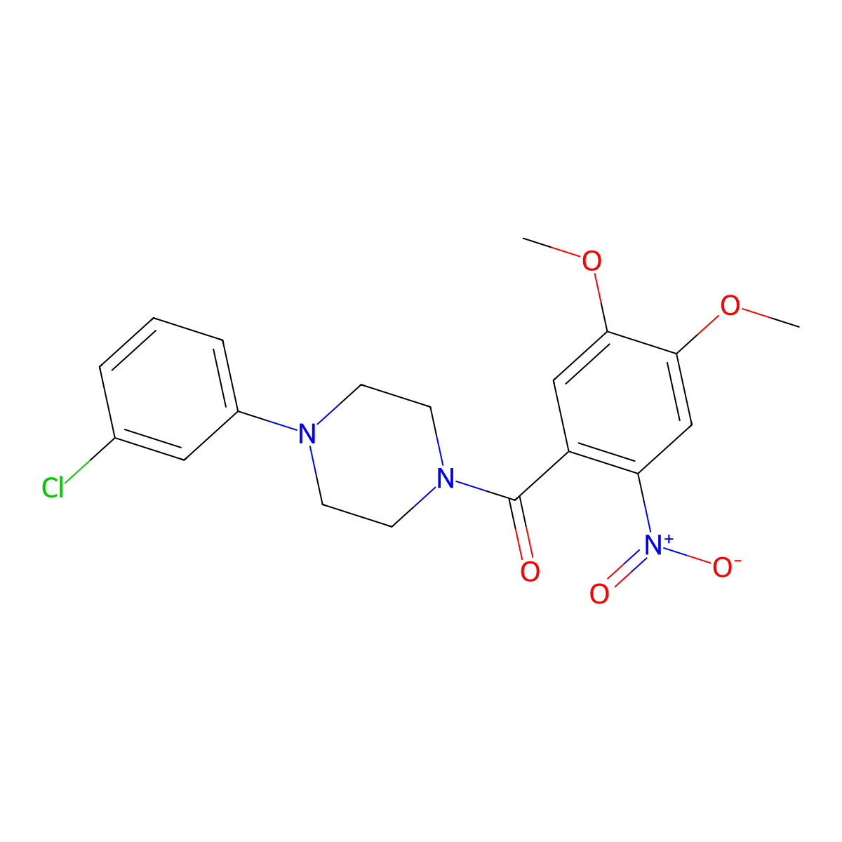 [4-(3-Chlorophenyl)piperazin-1-yl]-(4,5-dimethoxy-2-nitrophenyl)methanone molecular structure, CAS 349399-63-9