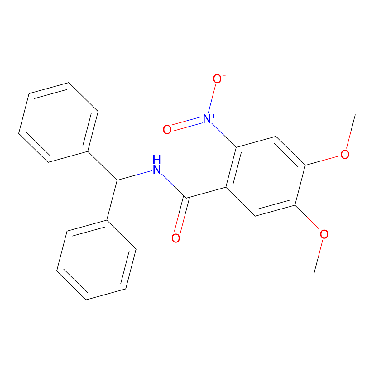 N-benzhydryl-4,5-dimethoxy-2-nitrobenzamide molecular structure, CAS 349399-69-5