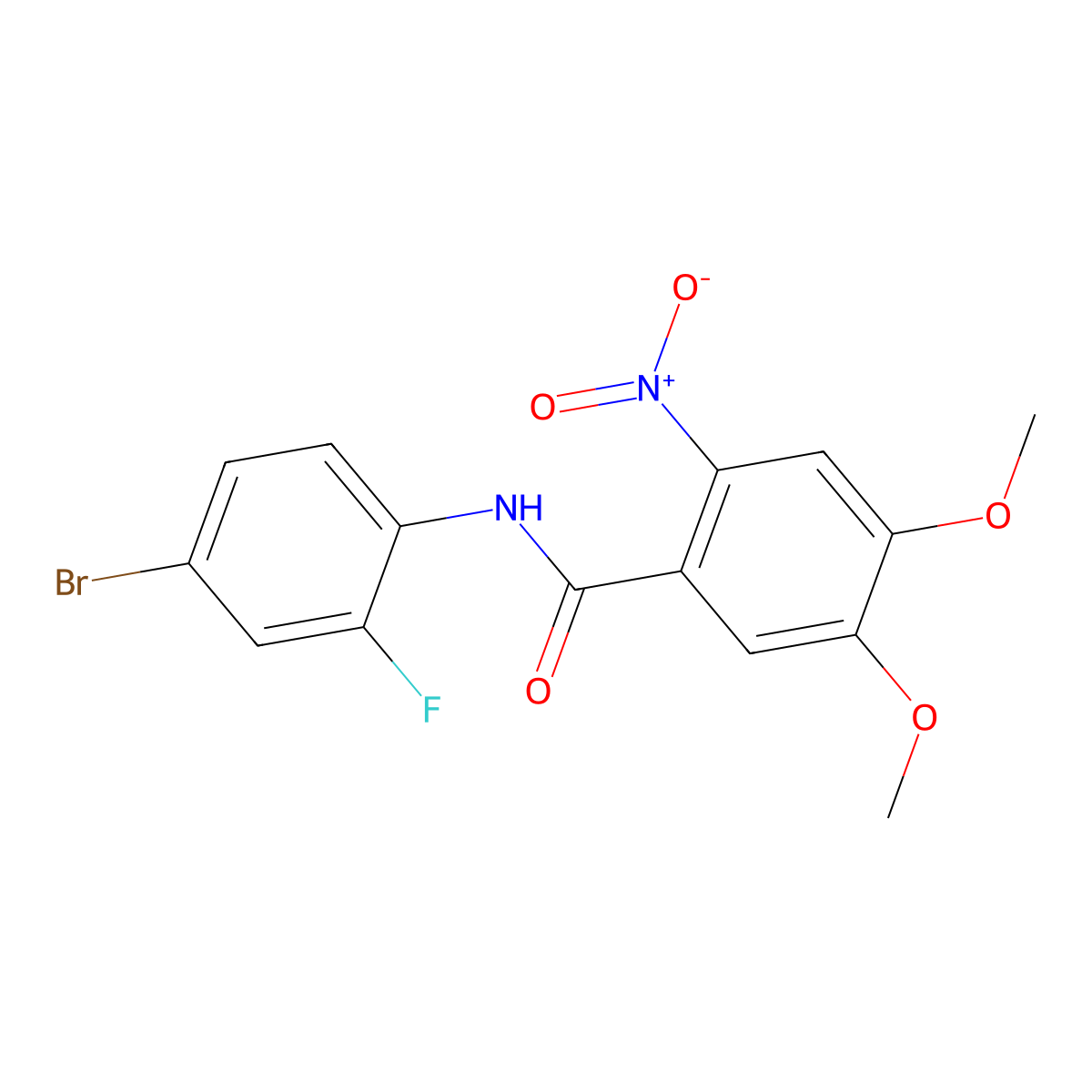 N-(4-bromo-2-fluorophenyl)-4,5-dimethoxy-2-nitrobenzamide molecular structure, CAS 349399-79-7