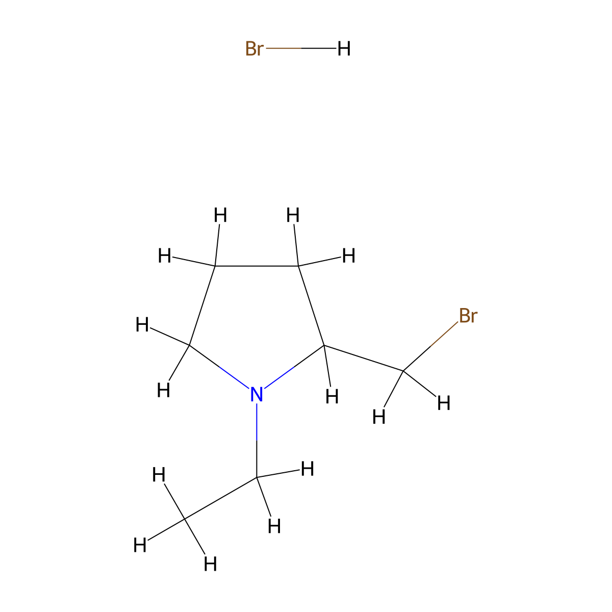 2-(Bromomethyl)-1-ethylpyrrolidine hydrobromide molecular structure, CAS 3494-05-1