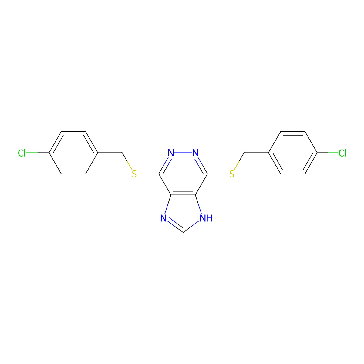 4,7-bis[(4-chlorophenyl)methylsulfanyl]-1H-imidazo[4,5-d]pyridazine molecular structure, CAS 3494-15-3