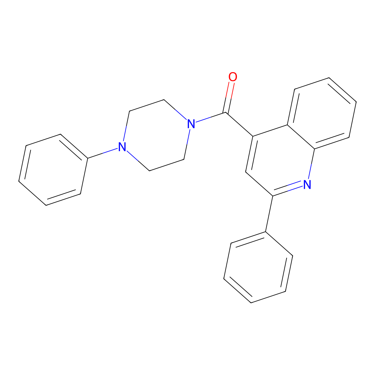 (4-Phenylpiperazin-1-yl)(2-phenylquinolin-4-yl)methanone molecular structure, CAS 349400-23-3