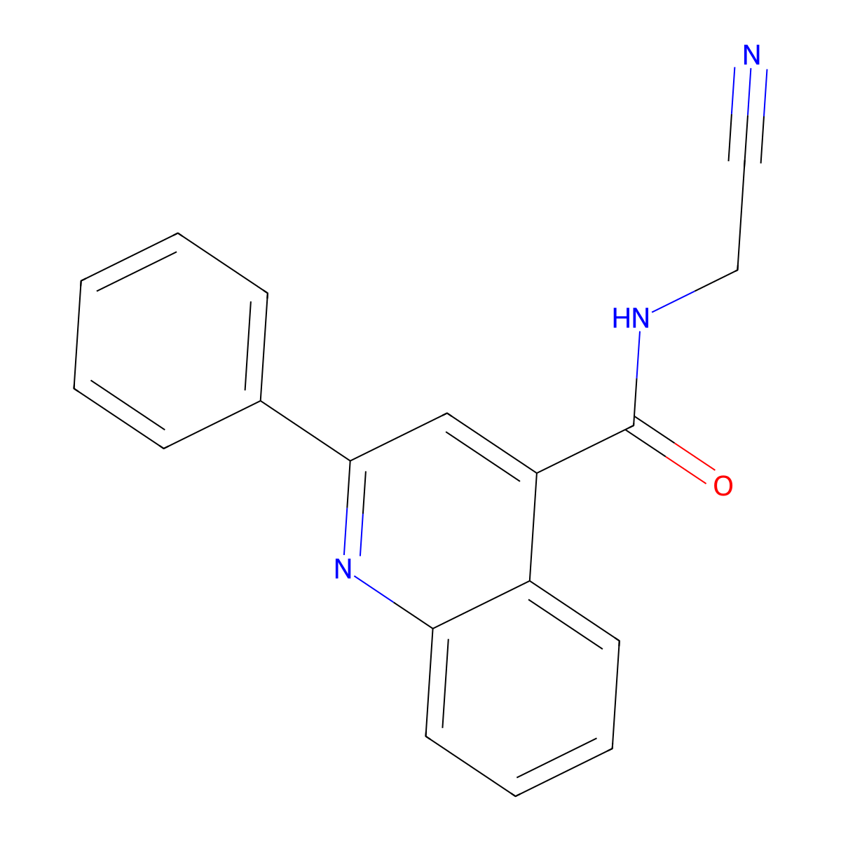 N-(cyanomethyl)-2-phenylquinoline-4-carboxamide molecular structure, CAS 349400-28-8