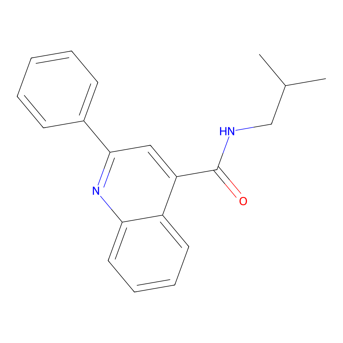 N-(2-methylpropyl)-2-phenylquinoline-4-carboxamide molecular structure, CAS 349400-29-9