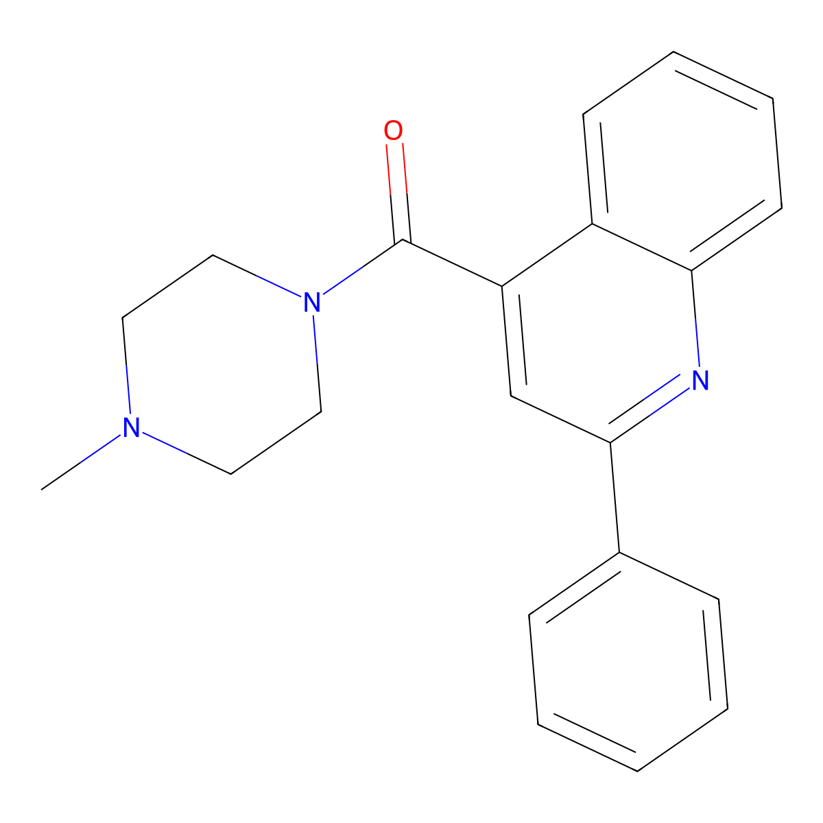 Methanone, (4-methyl-1-piperazinyl)(2-phenyl-4-quinolinyl)- molecular structure, CAS 349400-37-9