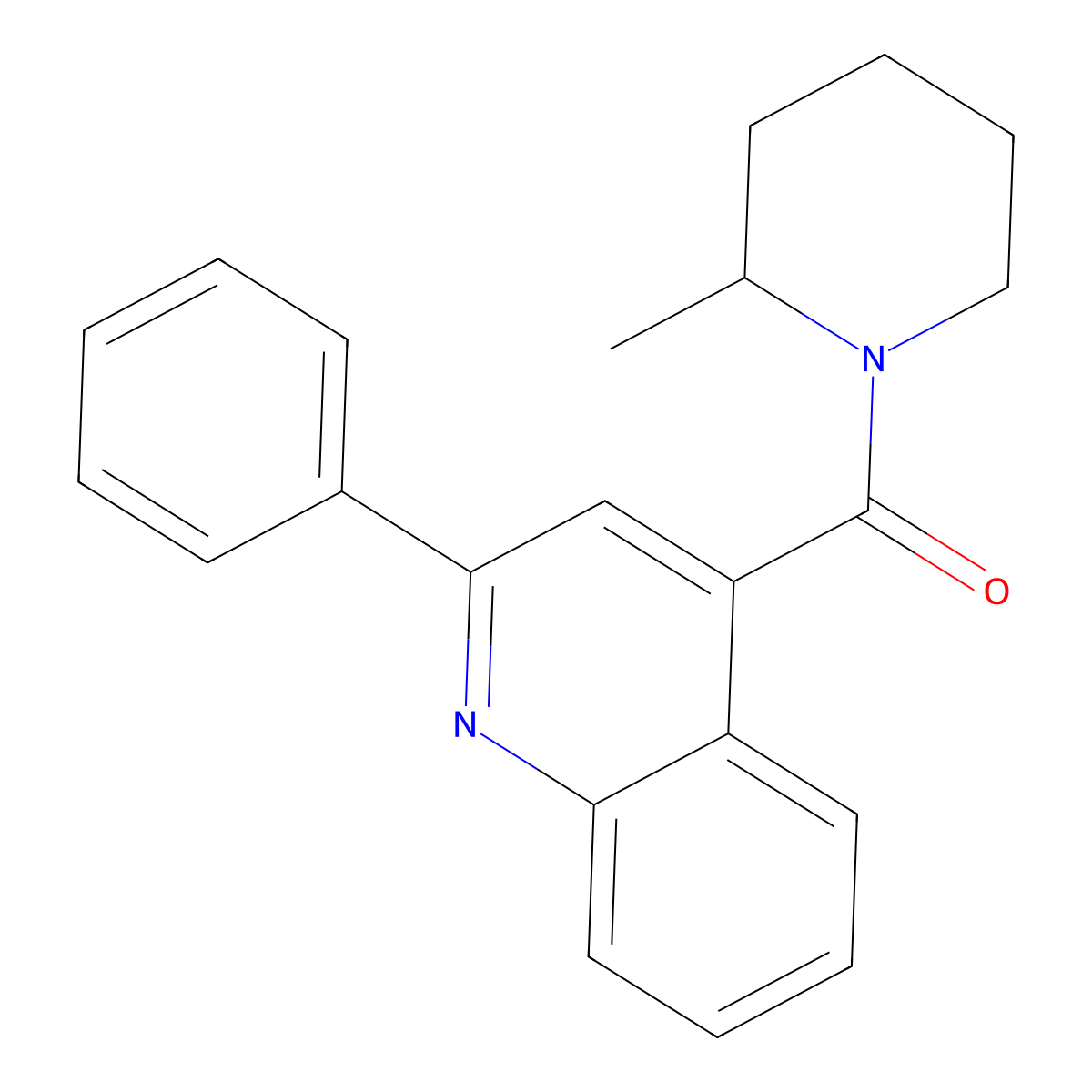 (2-Methylpiperidin-1-yl)(2-phenylquinolin-4-yl)methanone molecular structure, CAS 349400-38-0