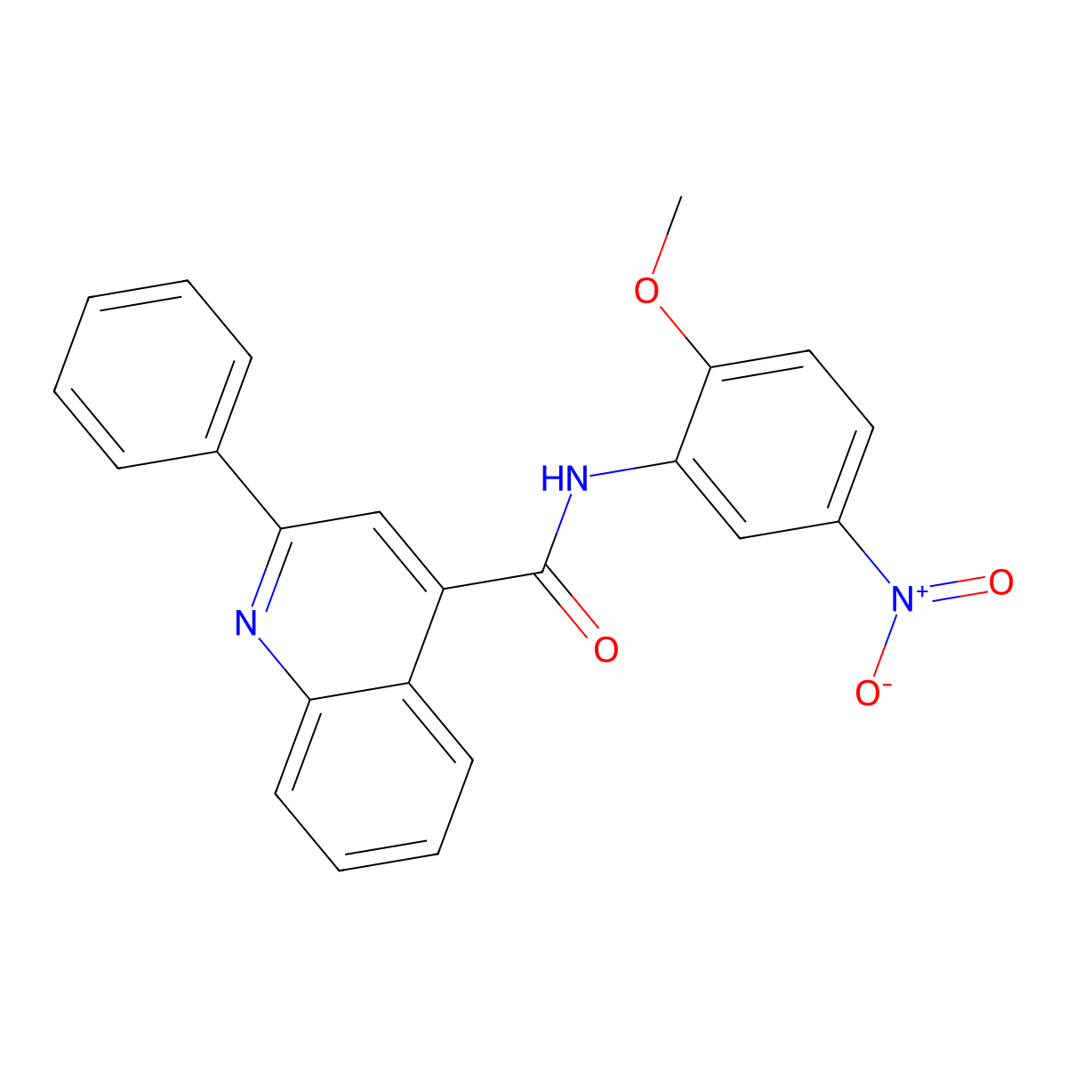 N-(2-methoxy-5-nitrophenyl)-2-phenylquinoline-4-carboxamide molecular structure, CAS 349400-44-8