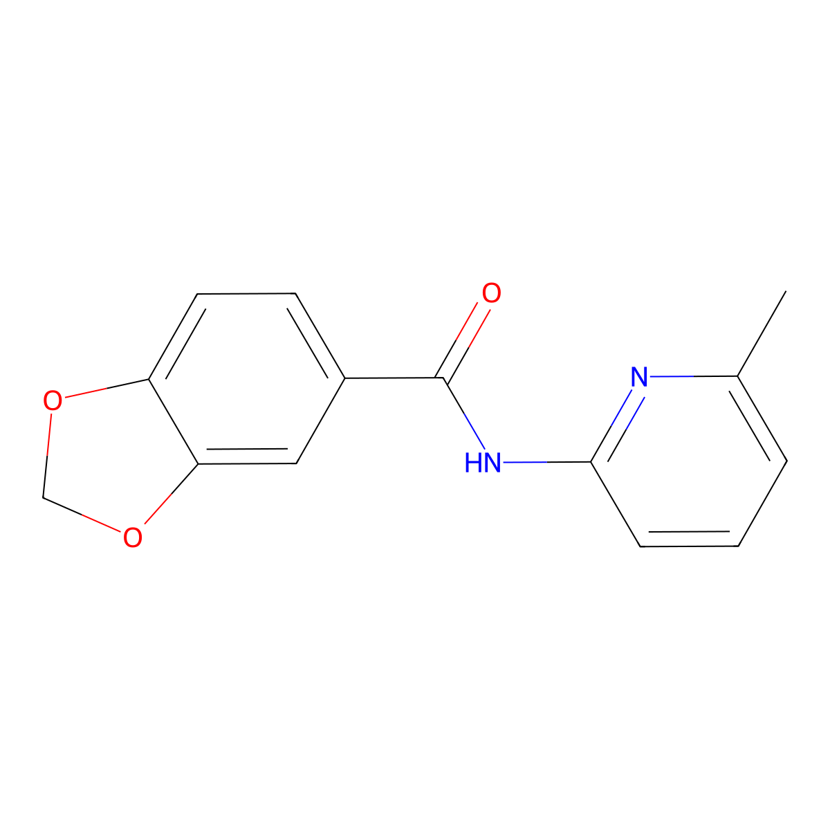 N-(6-methylpyridin-2-yl)-1,3-benzodioxole-5-carboxamide molecular structure, CAS 349400-48-2