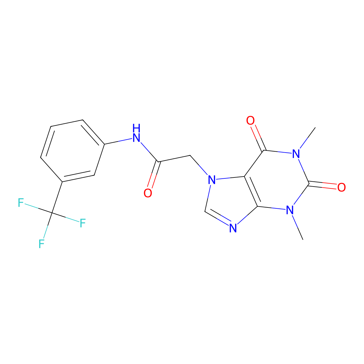2-(1,3-dimethyl-2,6-dioxo-1,2,3,6-tetrahydro-7H-purin-7-yl)-N-[3-(trifluoromethyl)phenyl]acetamide molecular structure, CAS 349400-51-7