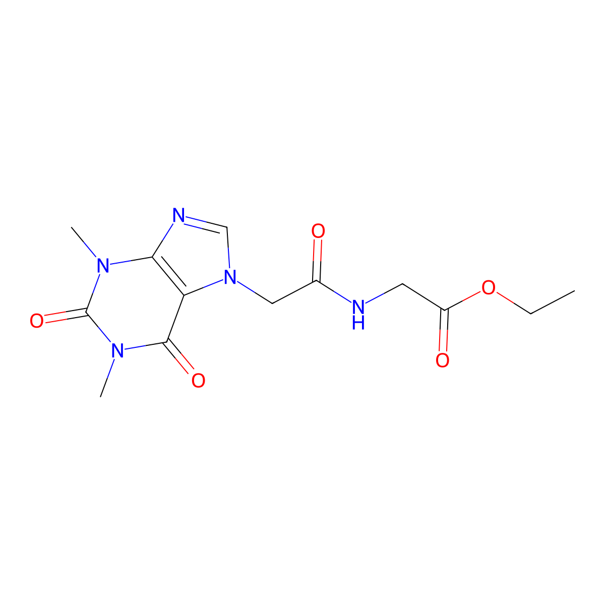Ethyl 2-[[2-(1,3-dimethyl-2,6-dioxopurin-7-yl)acetyl]amino]acetate molecular structure, CAS 349400-57-3