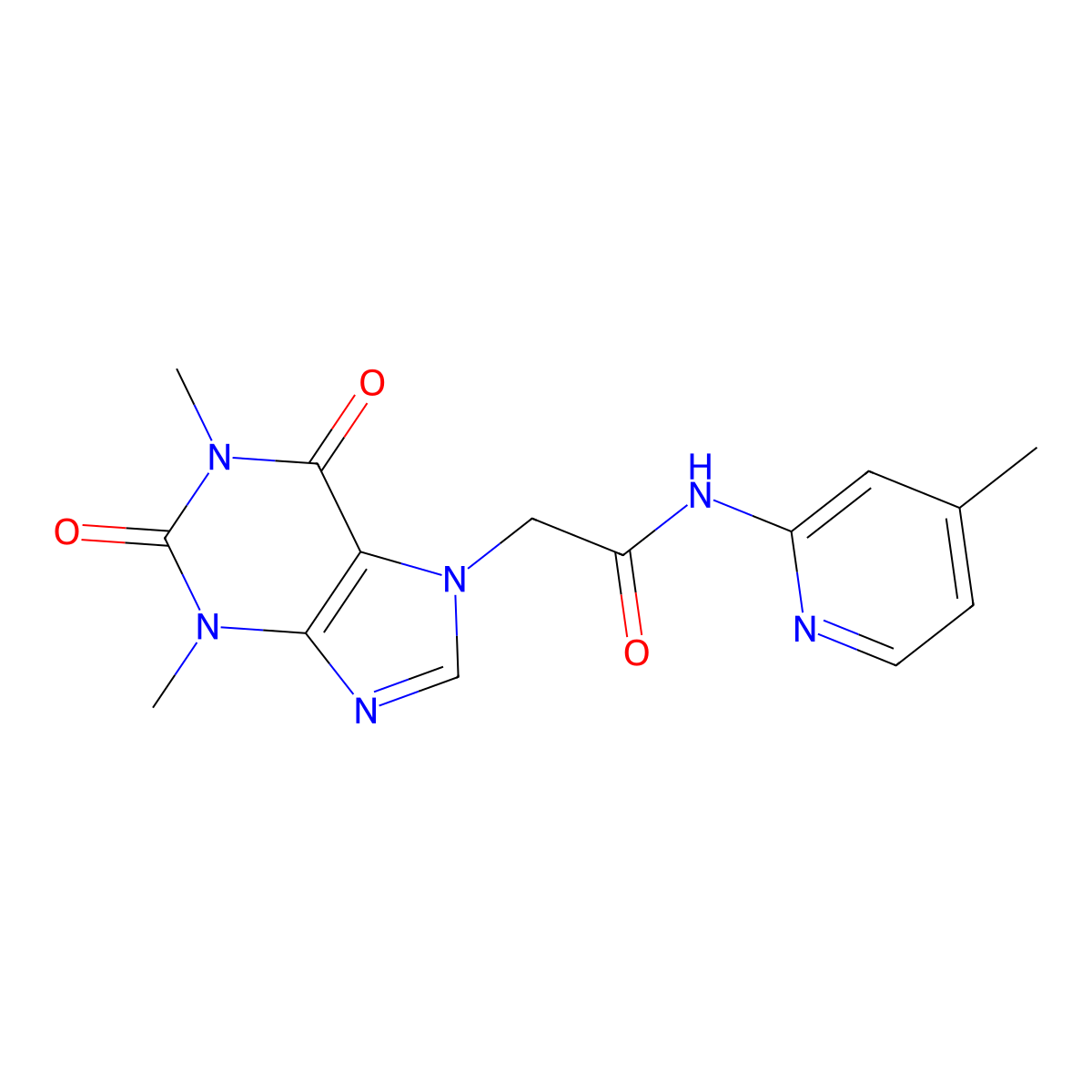2-(1,3-dimethyl-2,6-dioxopurin-7-yl)-N-(4-methylpyridin-2-yl)acetamide molecular structure, CAS 349400-61-9