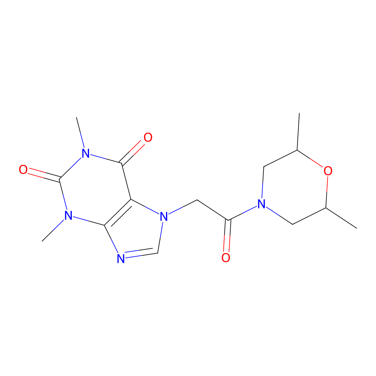 7-[2-(2,6-dimethyl-4-morpholinyl)-2-oxoethyl]-1,3-dimethyl-3,7-dihydro-1H-purine-2,6-dione molecular structure, CAS 349400-70-0