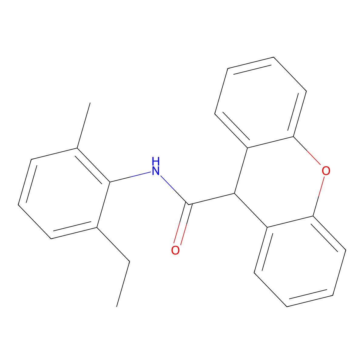N-(2-ethyl-6-methylphenyl)-9H-xanthene-9-carboxamide molecular structure, CAS 349401-06-5