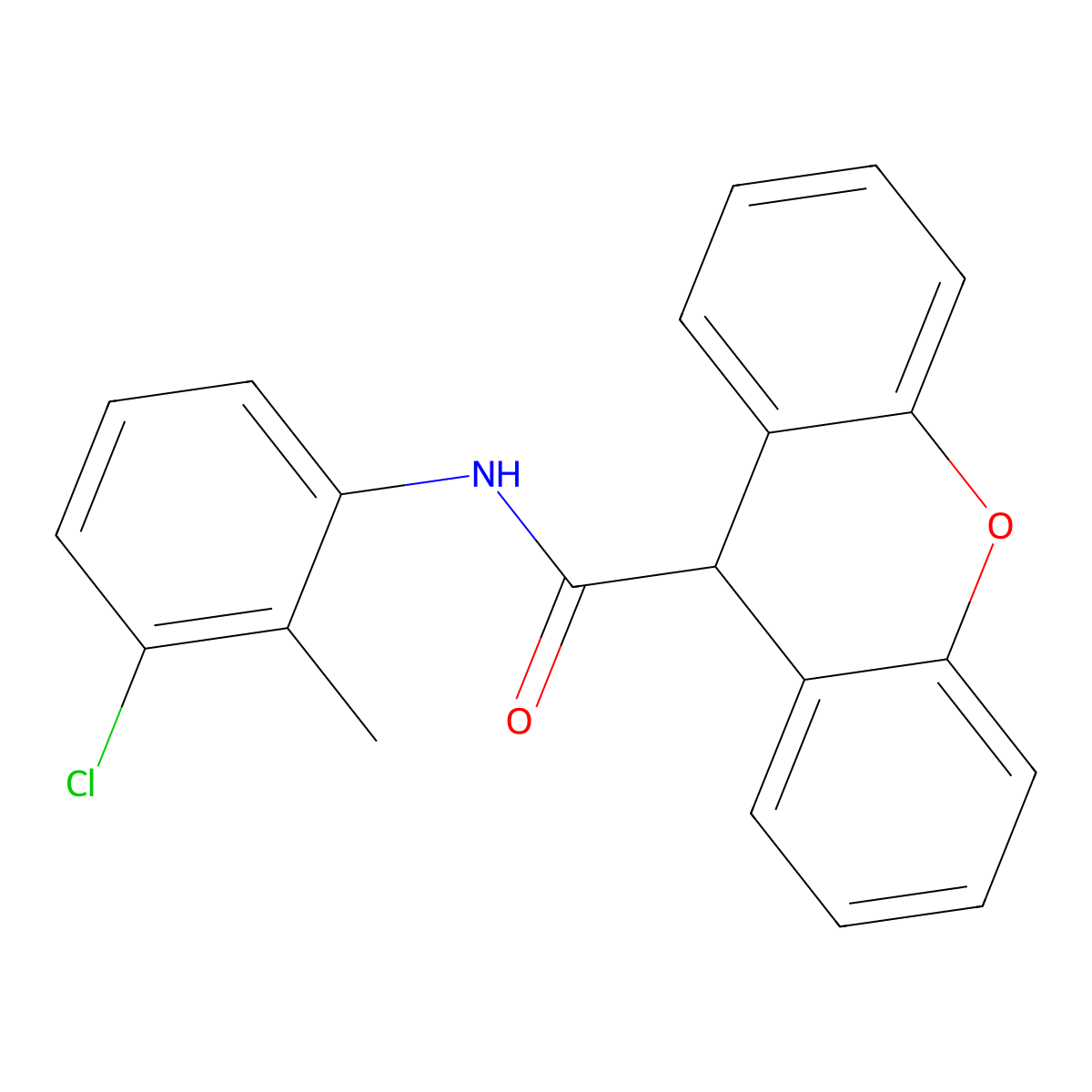 N-(3-chloro-2-methylphenyl)-9H-xanthene-9-carboxamide molecular structure, CAS 349401-08-7