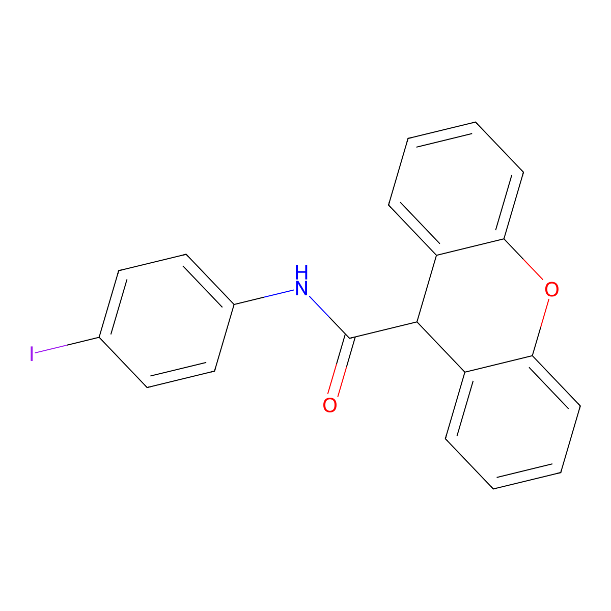 N-(4-iodophenyl)-9H-xanthene-9-carboxamide molecular structure, CAS 349401-12-3