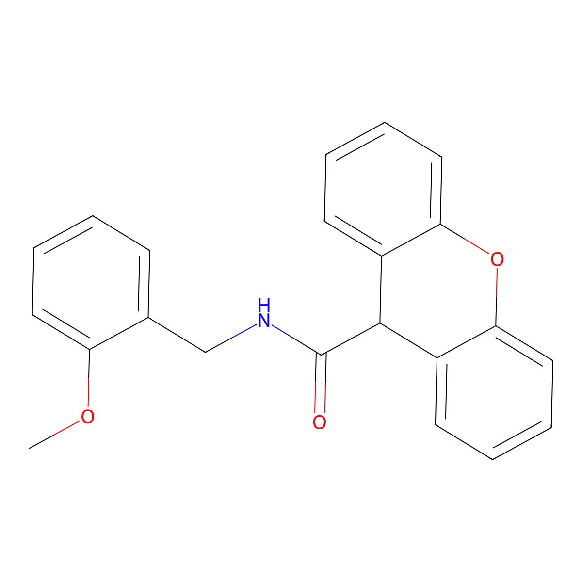 N-(2-methoxybenzyl)-9H-xanthene-9-carboxamide molecular structure, CAS 349401-13-4