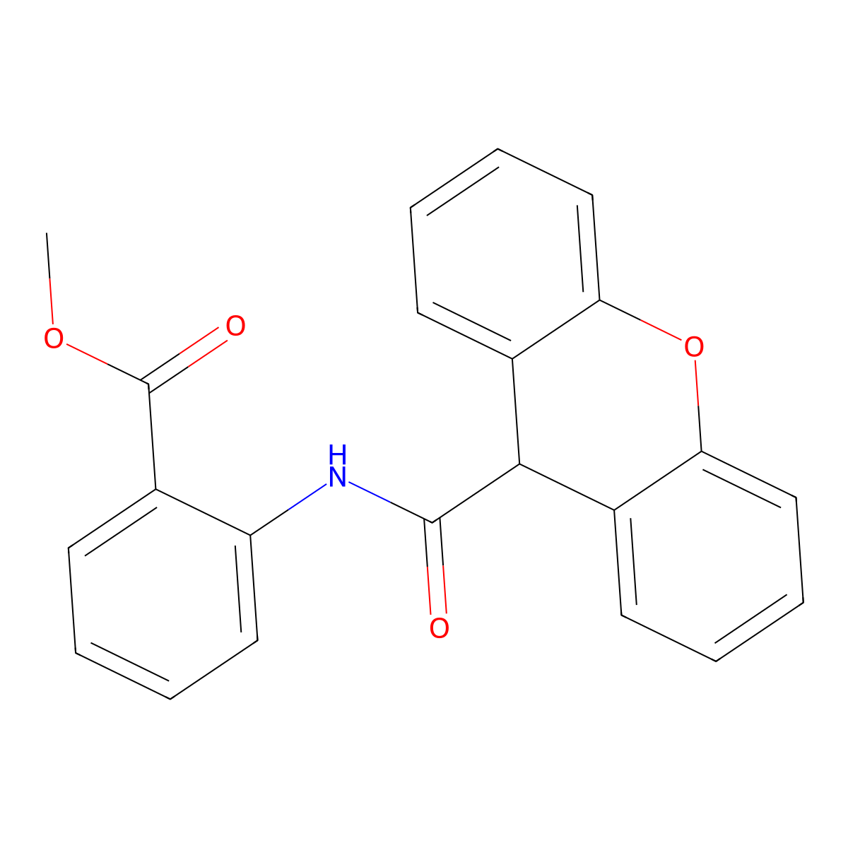Methyl 2-(9H-xanthene-9-amido)benzoate molecular structure, CAS 349401-14-5