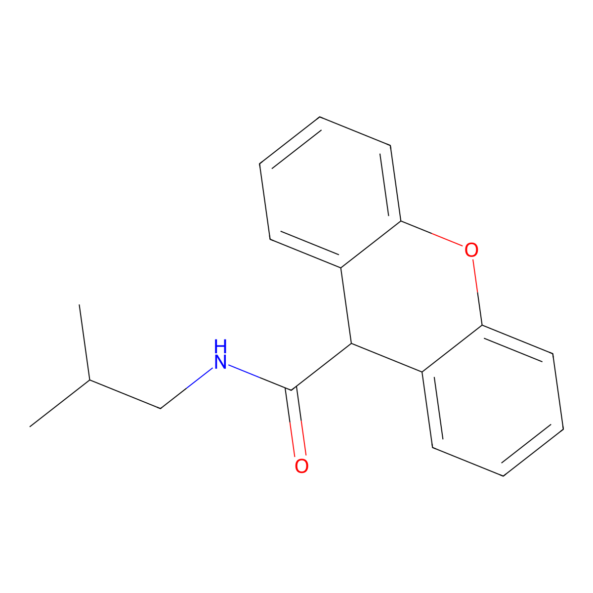 N-(2-methylpropyl)-9H-xanthene-9-carboxamide molecular structure, CAS 349401-19-0
