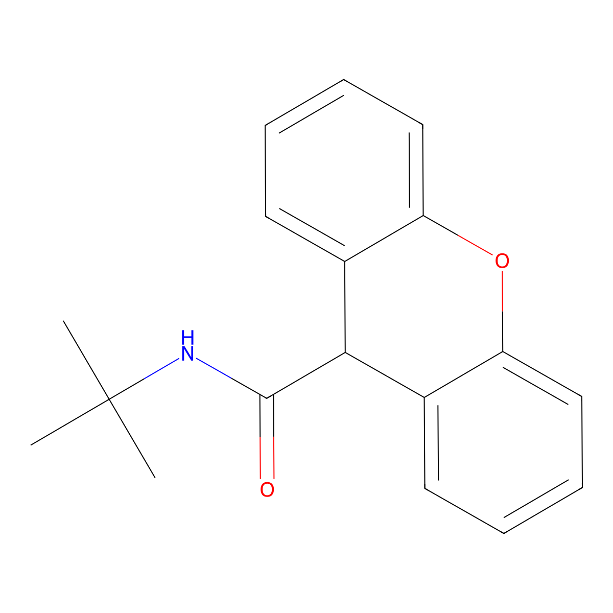 N-tert-butyl-9H-xanthene-9-carboxamide molecular structure, CAS 349401-21-4