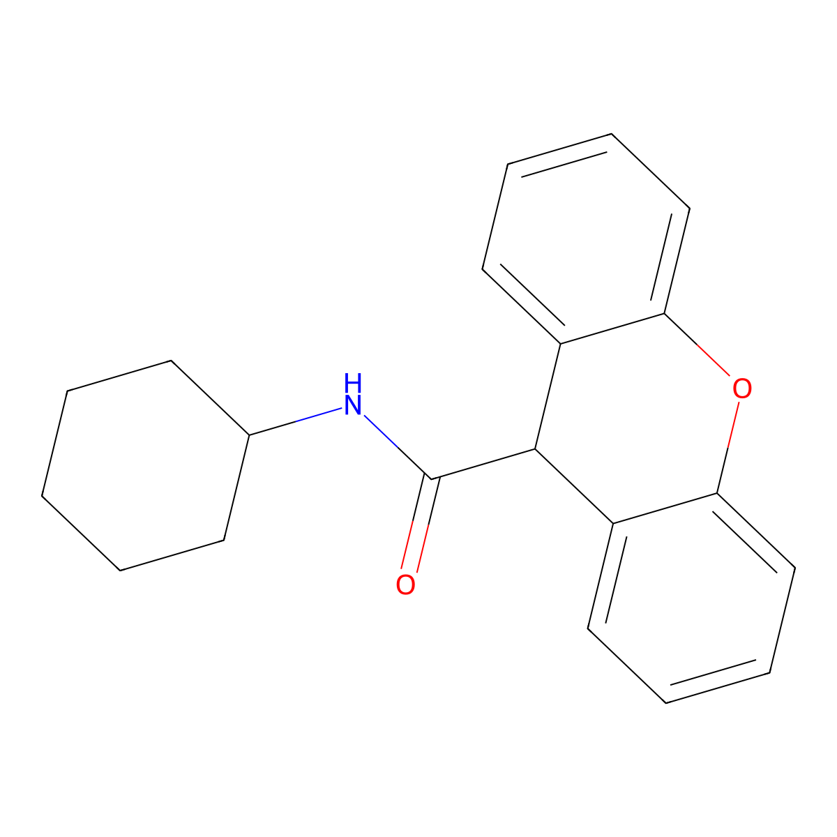 N-cyclohexyl-9H-xanthene-9-carboxamide molecular structure, CAS 349401-25-8