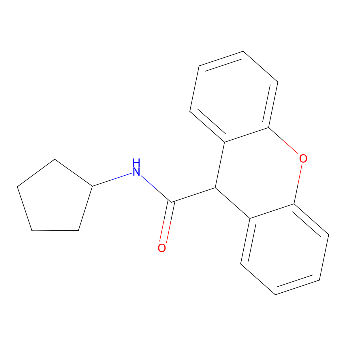 N-cyclopentyl-9H-xanthene-9-carboxamide molecular structure, CAS 349401-28-1