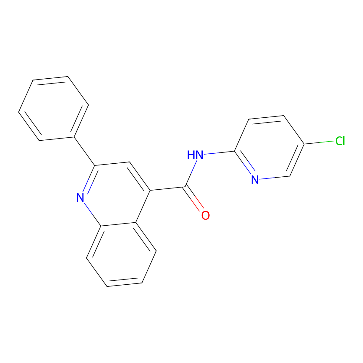 N-(5-chloropyridin-2-yl)-2-phenylquinoline-4-carboxamide molecular structure, CAS 349401-69-0