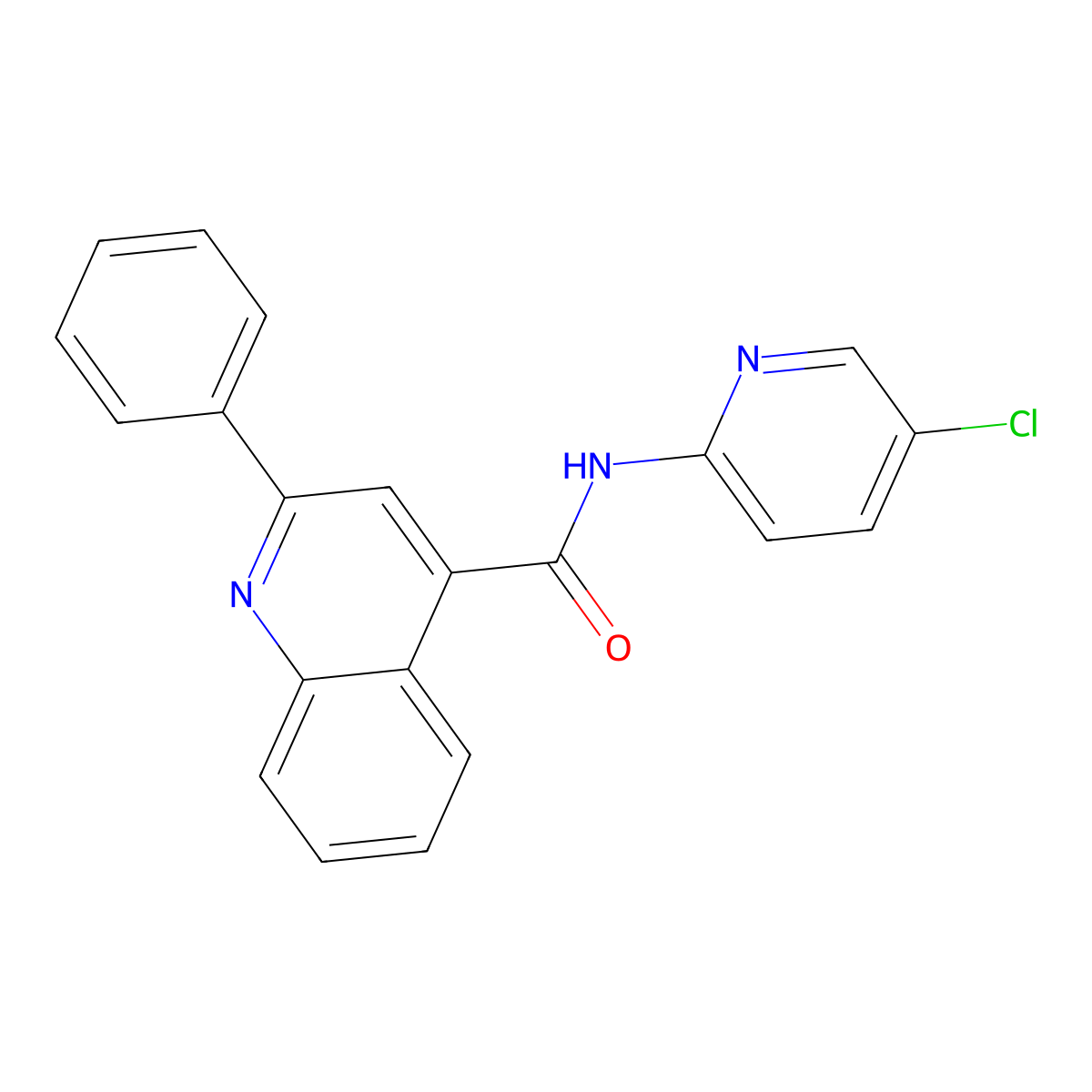 N-(5-chloropyridin-2-yl)-2-phenylquinoline-4-carboxamide molecular structure, CAS 349401-69-0