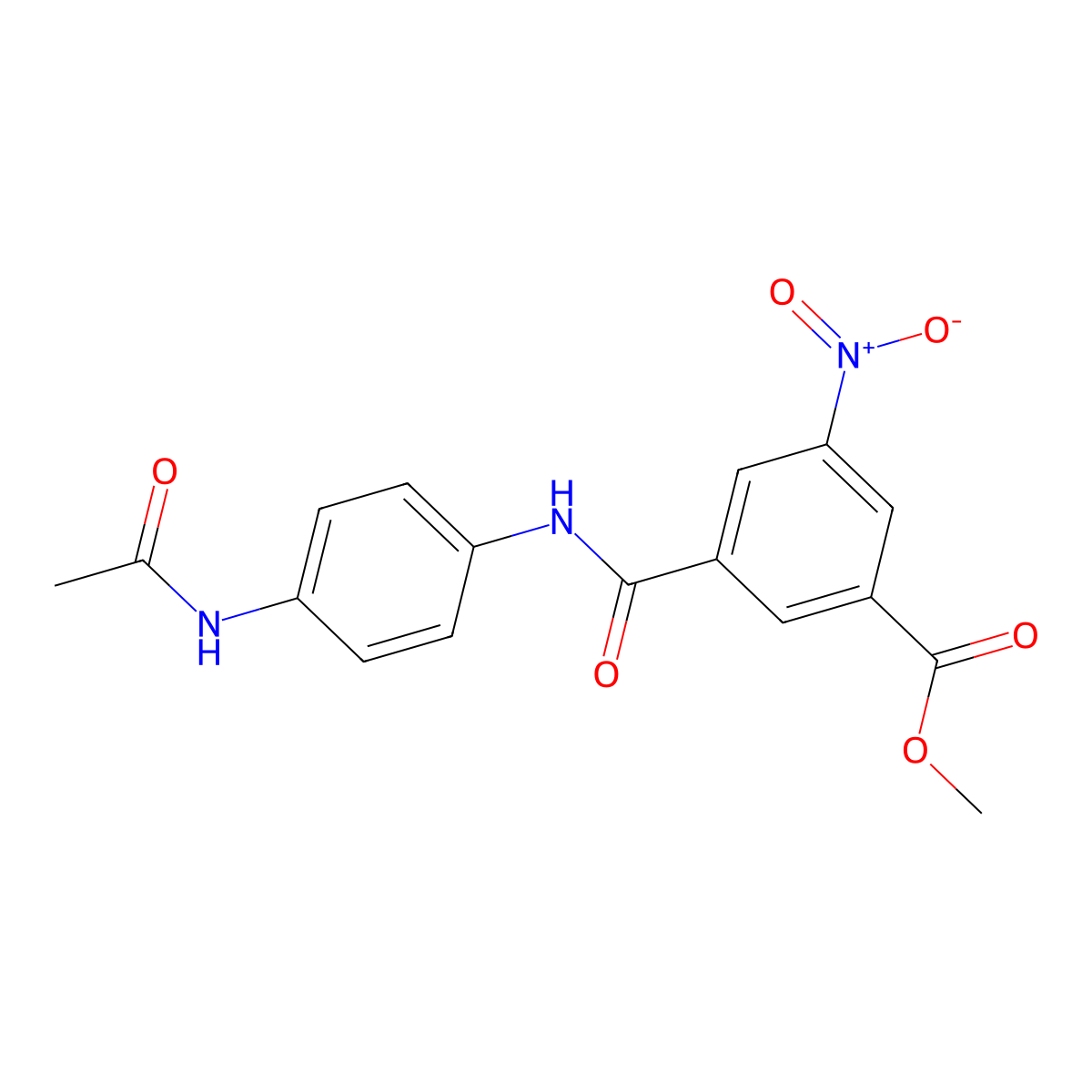 Methyl 3-[(4-acetamidophenyl)carbamoyl]-5-nitrobenzoate molecular structure, CAS 349401-82-7