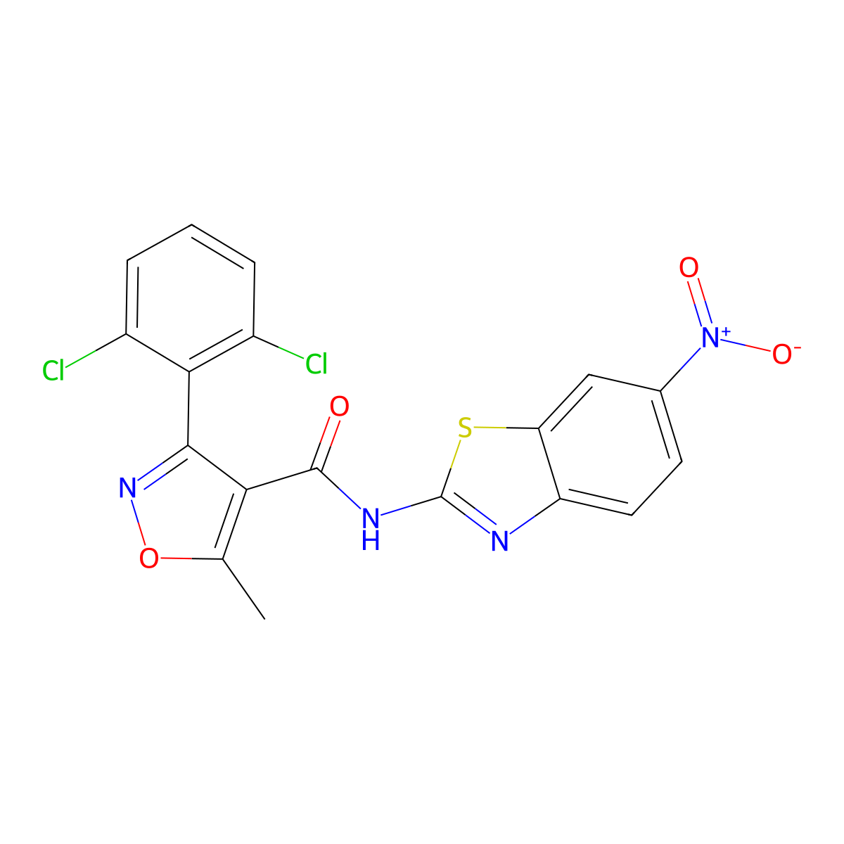 3-(2,6-dichlorophenyl)-5-methyl-N-(6-nitro-1,3-benzothiazol-2-yl)-1,2-oxazole-4-carboxamide molecular structure, CAS 349401-88-3