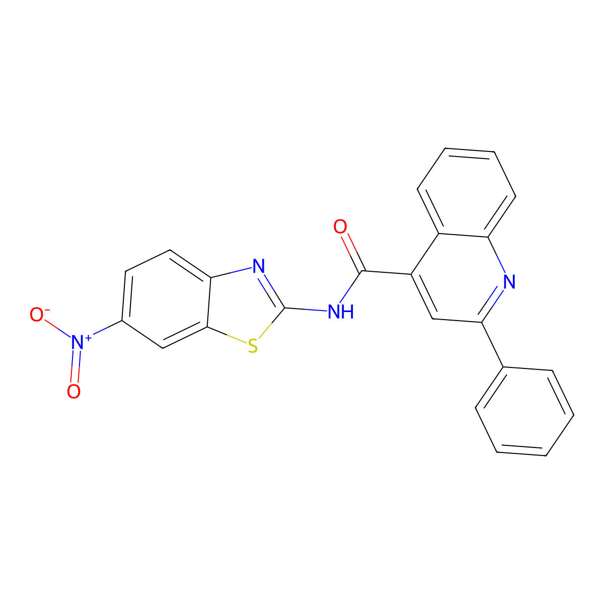 N-(6-nitro-1,3-benzothiazol-2-yl)-2-phenylquinoline-4-carboxamide molecular structure, CAS 349401-92-9