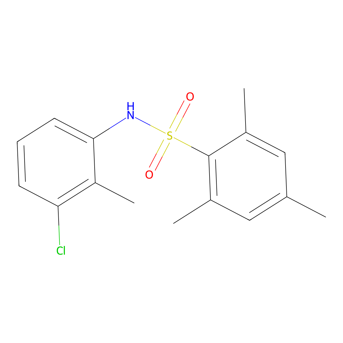 N-(3-chloro-2-methylphenyl)-2,4,6-trimethylbenzenesulfonamide molecular structure, CAS 349402-42-2