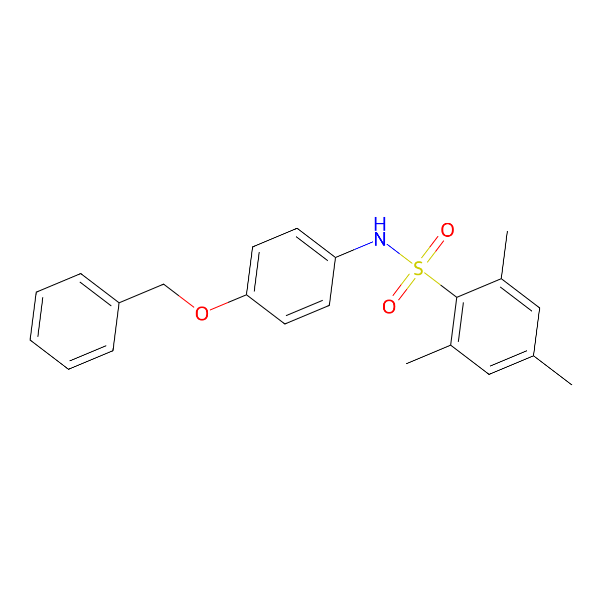 2,4,6-trimethyl-N-(4-phenylmethoxyphenyl)benzenesulfonamide molecular structure, CAS 349402-56-8