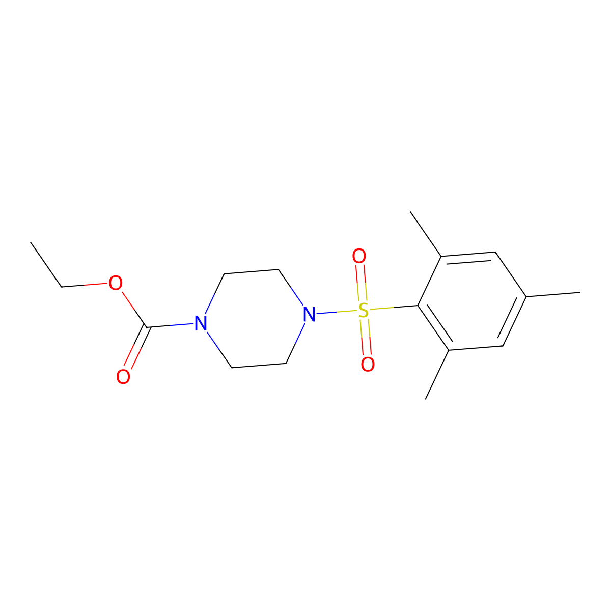 Ethyl 4-(2,4,6-trimethylbenzenesulfonyl)piperazine-1-carboxylate molecular structure, CAS 349402-58-0