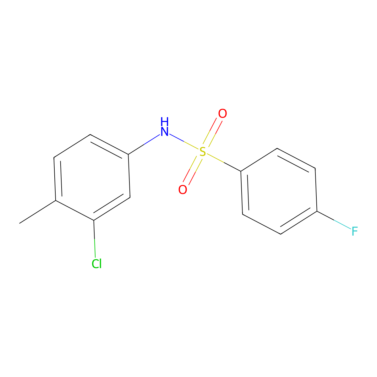 N-(3-chloro-4-methylphenyl)-4-fluorobenzenesulfonamide molecular structure, CAS 349402-74-0