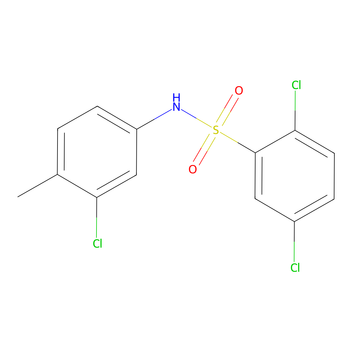 2,5-dichloro-N-(3-chloro-4-methylphenyl)benzenesulfonamide molecular structure, CAS 349402-90-0