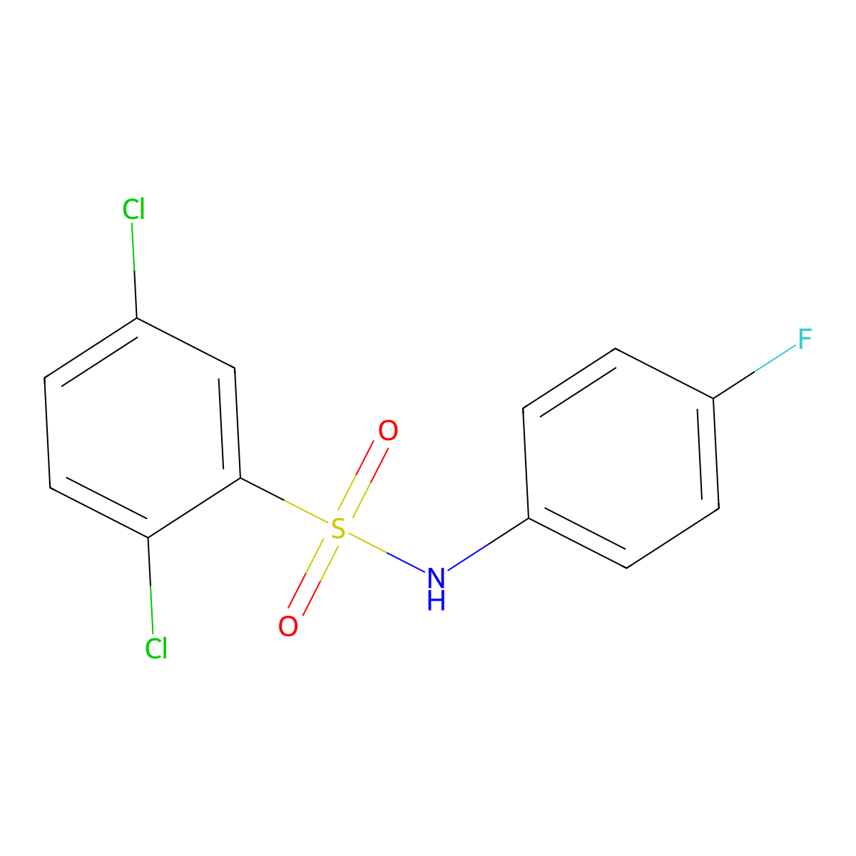 2,5-Dichloro-N-(4-fluorophenyl)benzenesulfonamide molecular structure, CAS 349402-93-3