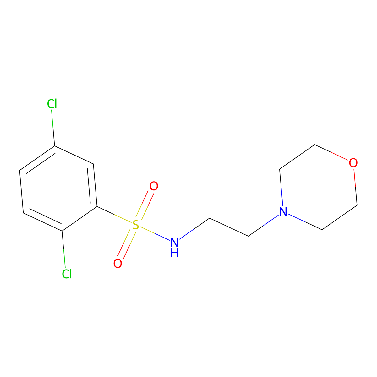 ((2,5-Dichlorophenyl)sulfonyl)(2-morpholin-4-ylethyl)amine molecular structure, CAS 349403-14-1