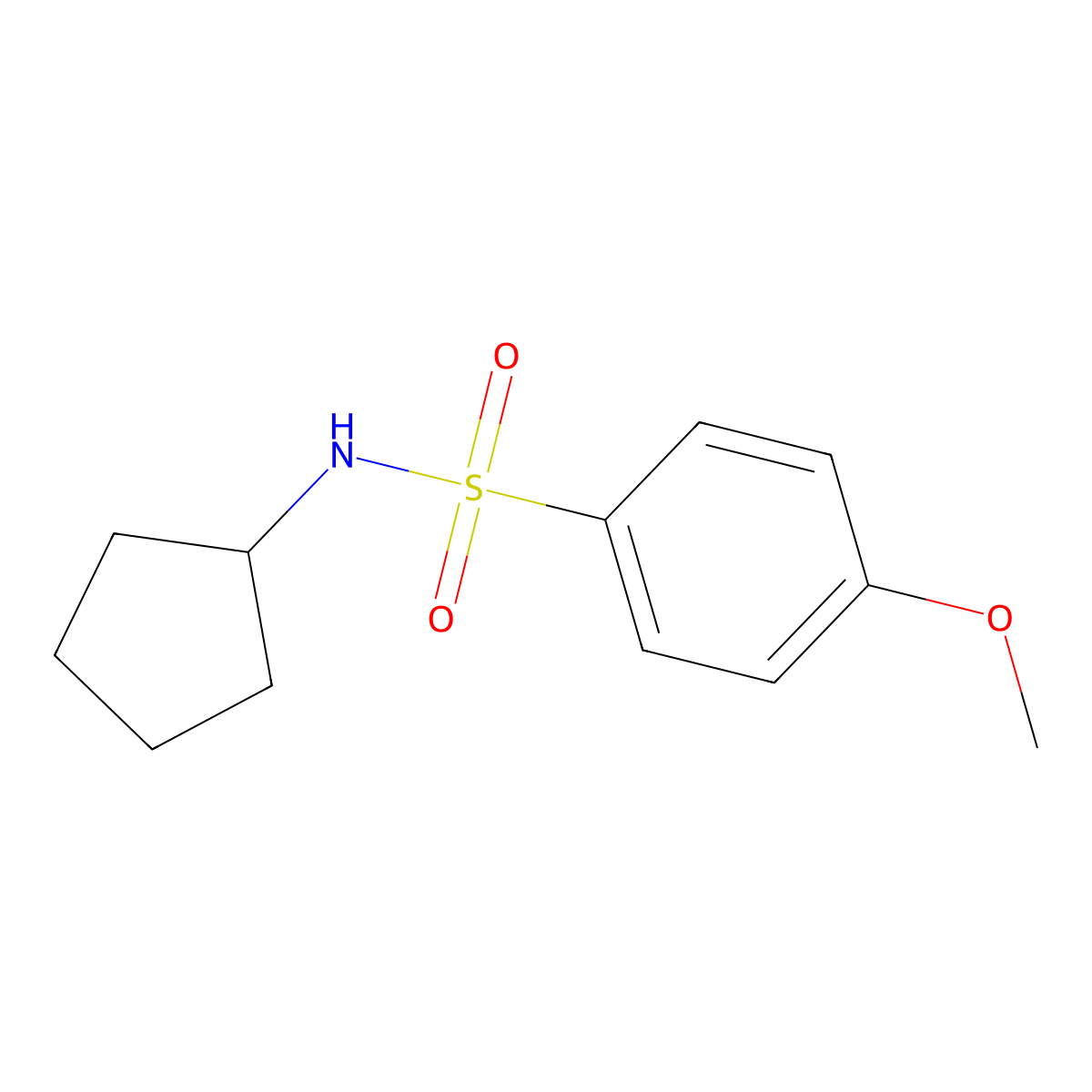 N-cyclopentyl-4-methoxybenzenesulfonamide molecular structure, CAS 349403-82-3