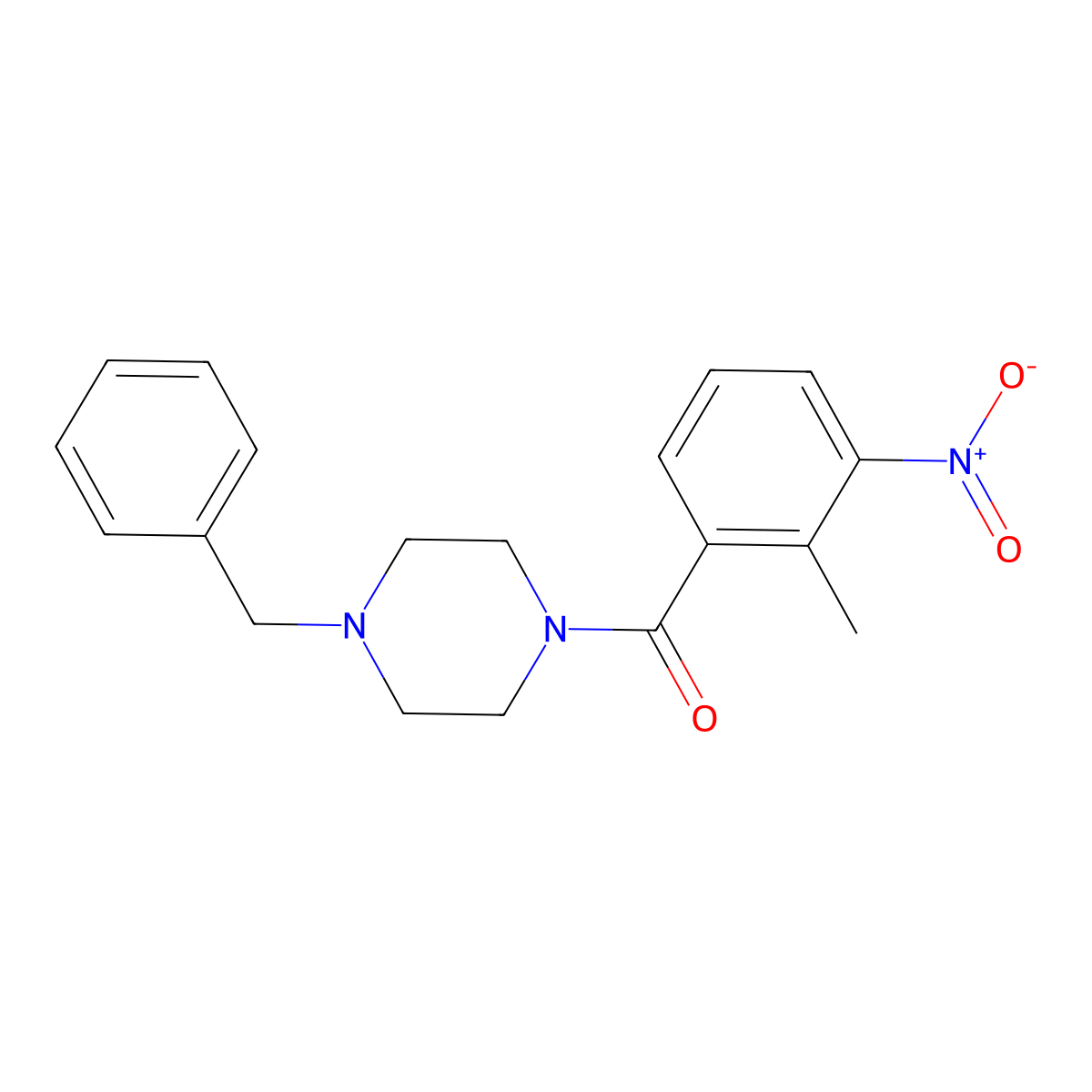 (4-Benzylpiperazin-1-yl)(2-methyl-3-nitrophenyl)methanone molecular structure, CAS 349404-12-2