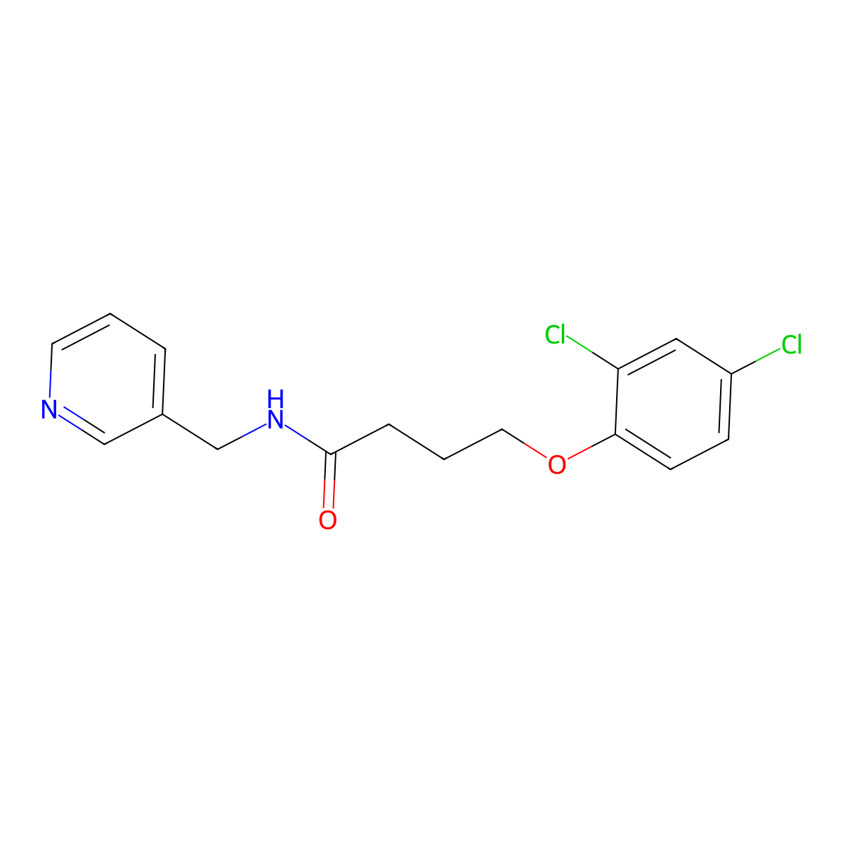 4-(2,4-dichlorophenoxy)-N-(pyridin-3-ylmethyl)butanamide molecular structure, CAS 349404-36-0