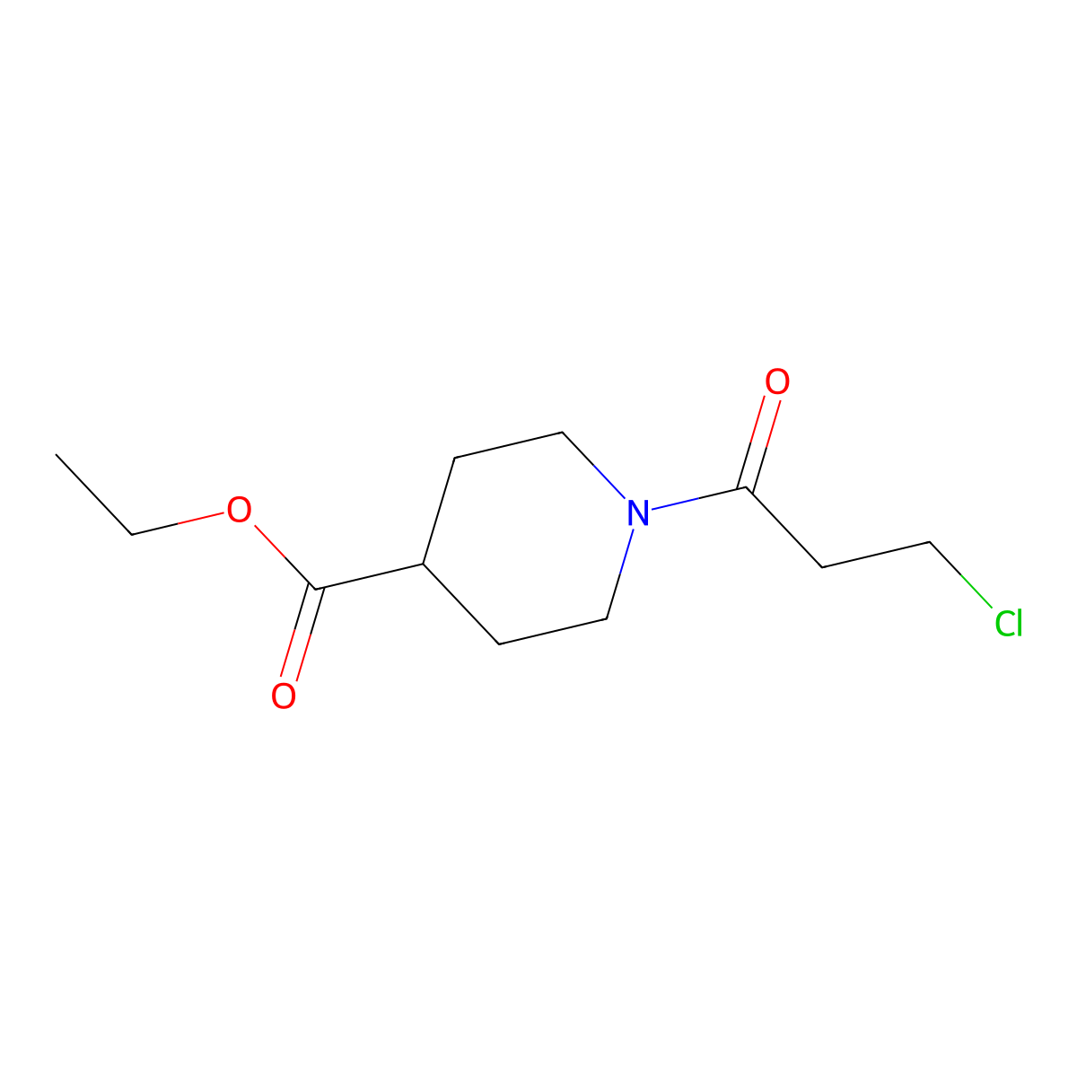 Ethyl 1-(3-chloropropanoyl)piperidine-4-carboxylate molecular structure, CAS 349404-53-1