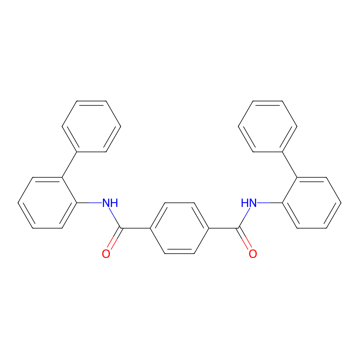 N,N'-di(biphenyl-2-yl)benzene-1,4-dicarboxamide molecular structure, CAS 349404-54-2